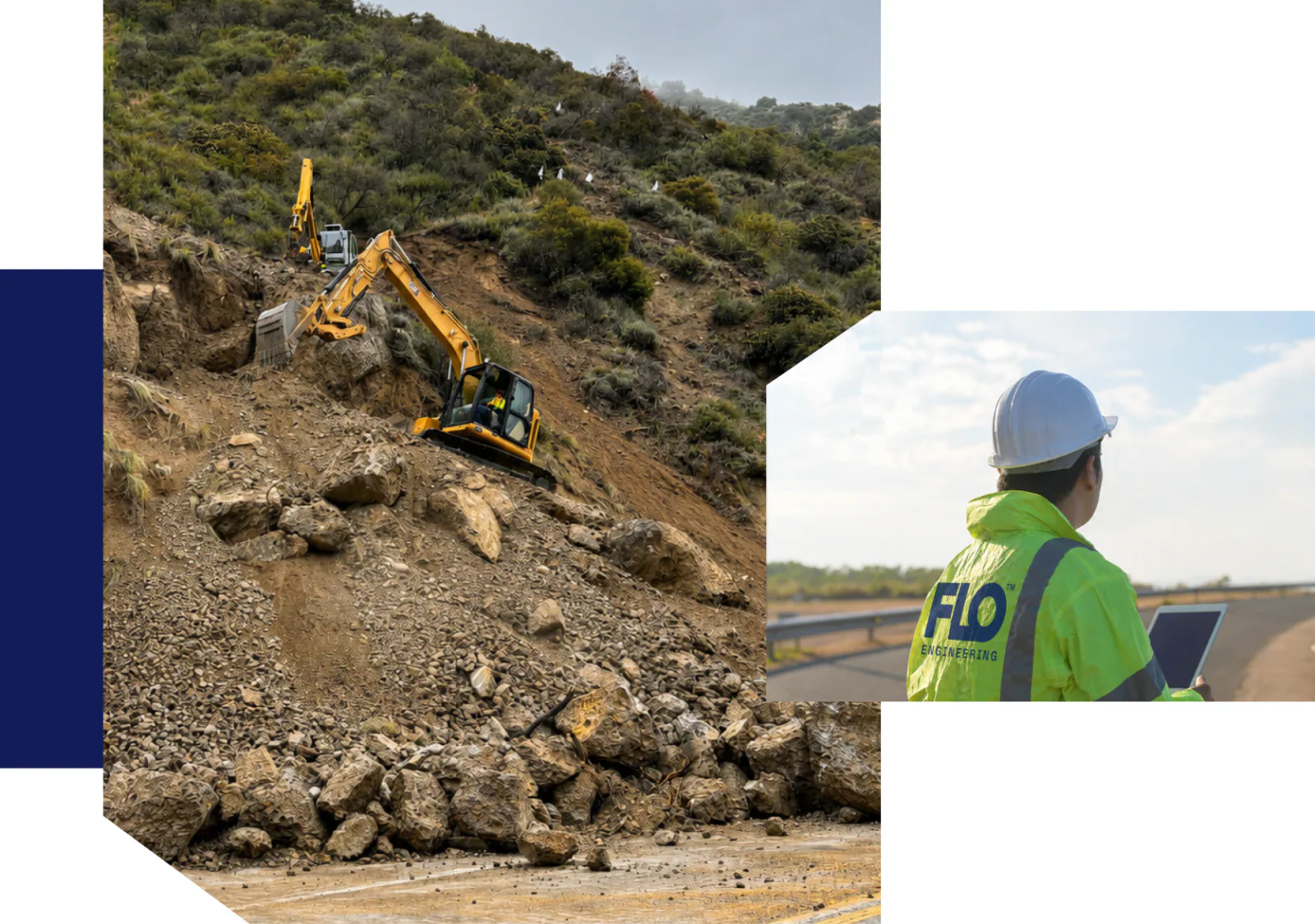 Slope restoration equipment and a FLO field crew member