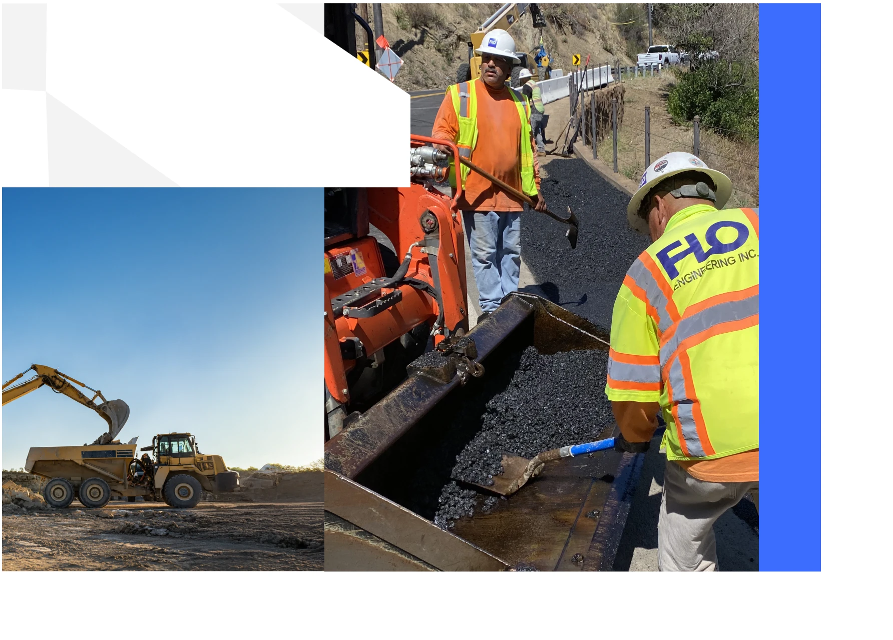 Roadway construction equipment and a FLO crew member